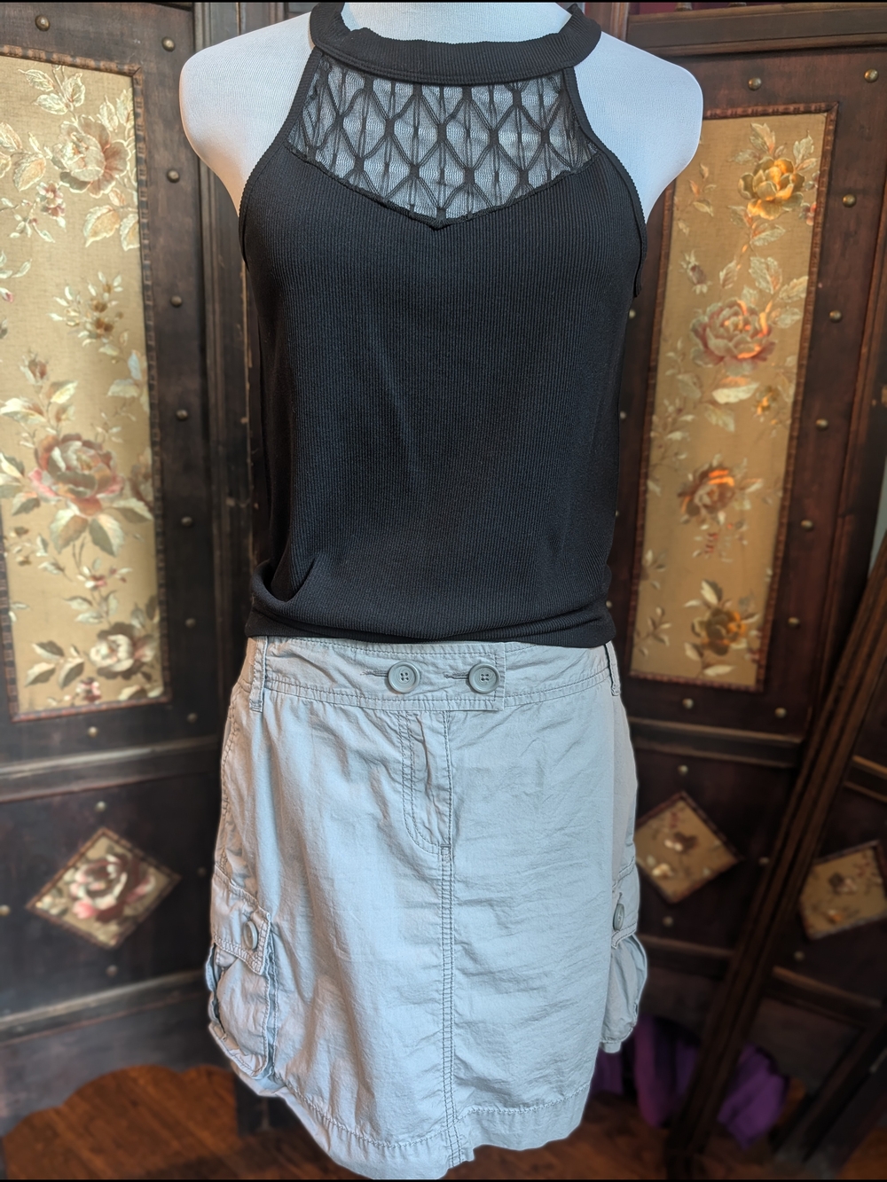 Ann Taylor LOFT Gray Cargo Skirt